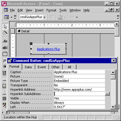 Using Hyperlinks on Access Forms - Exercise Result