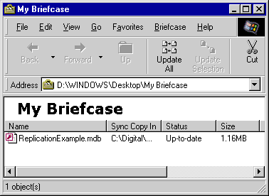 My Briefcase dialog box