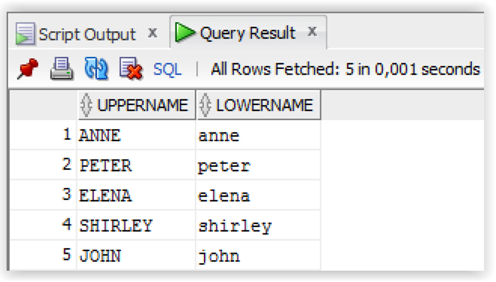 Figure 4-5: Displays the upper and lower names of the customers