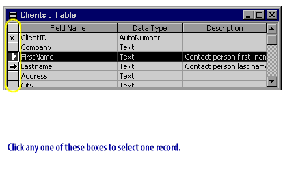  Click any of these boxes to select on record.