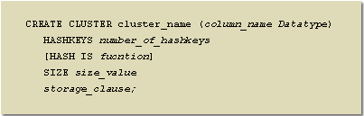 Create Hash Cluster