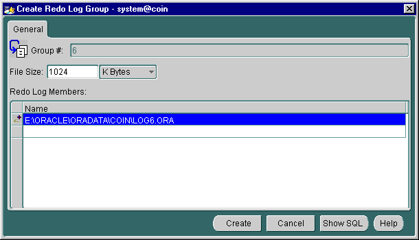 Create Redo Log Group