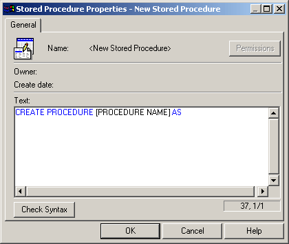 Creating a new stored procedure