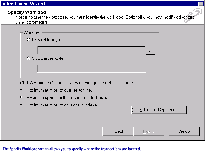 Specify Workload screen