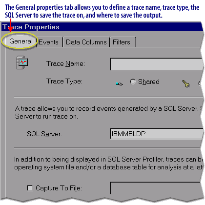 The General properties tab allows you to define a trace name,